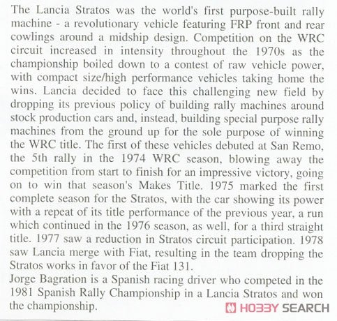 ȴ  20561 Lancia Stratos HF `1981 Race Rally`