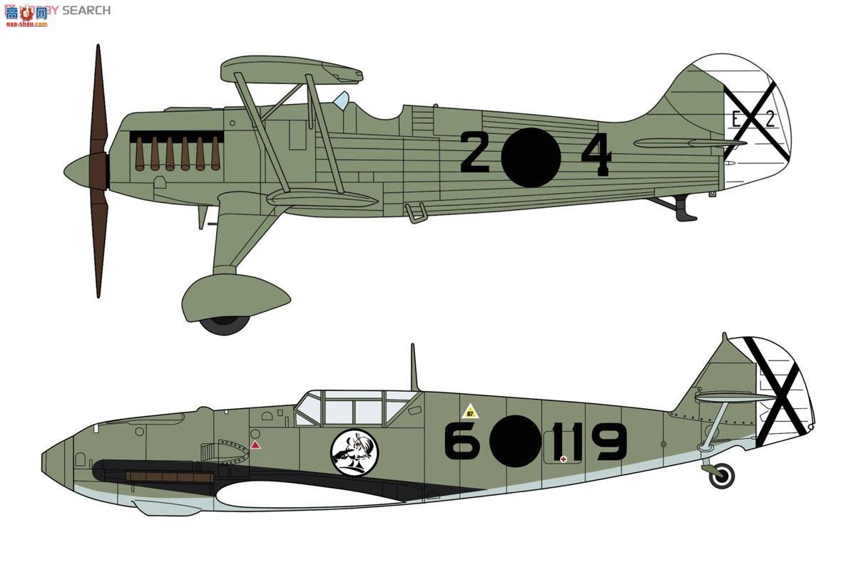 ȴ ս 02197 He51B-1 &amp; Bf109E-3 `ͺӥ`2