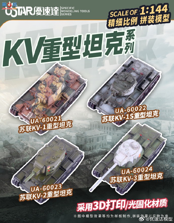 �����ٴ���Ʒ��1/144����KV-1��KV-1S��KV-2�ͱ�KV-3